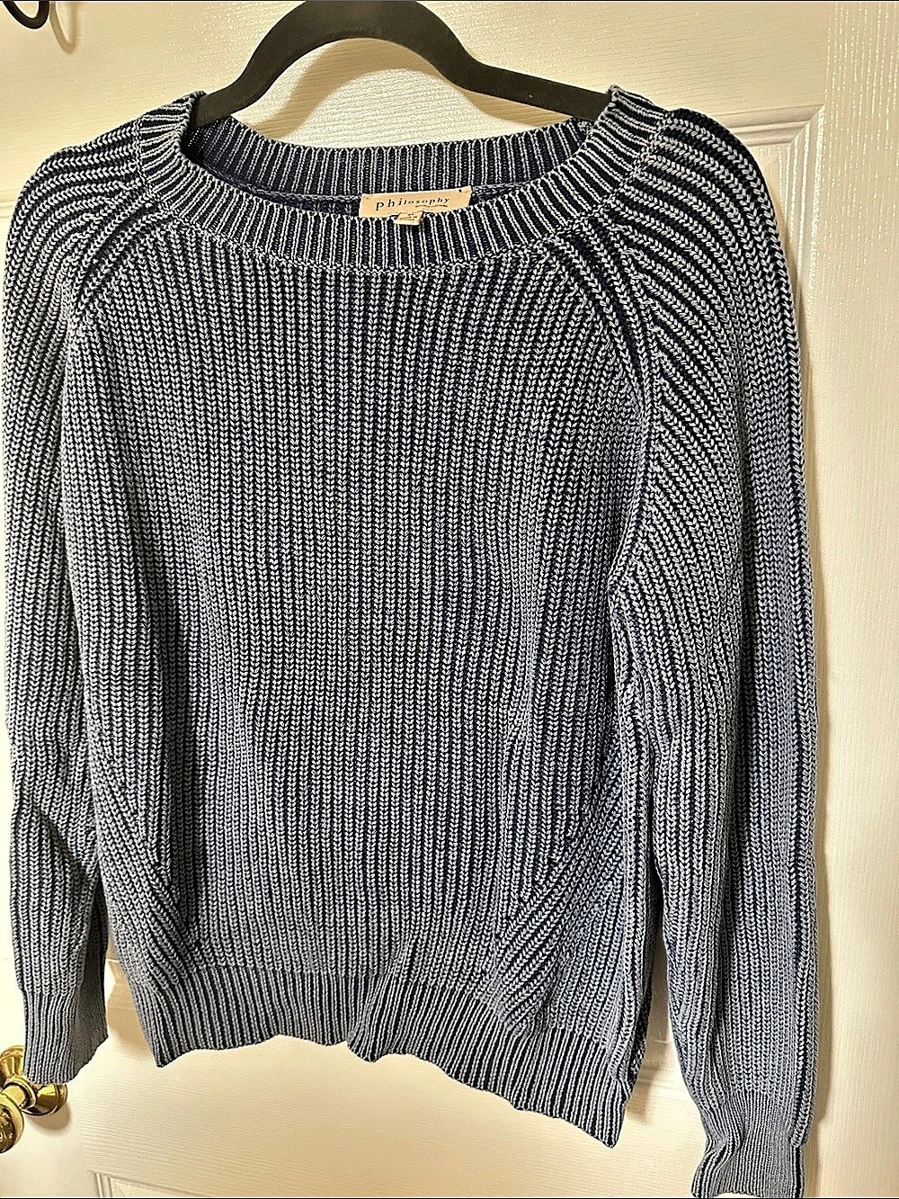 Philosophy Striped Crew Neck Sweater in Black & White Medium